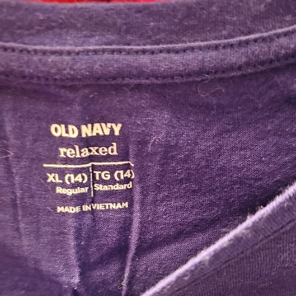 Old Navy Girls Blue Purple Long Sleeve Top with White Stripes Size XLarge 14